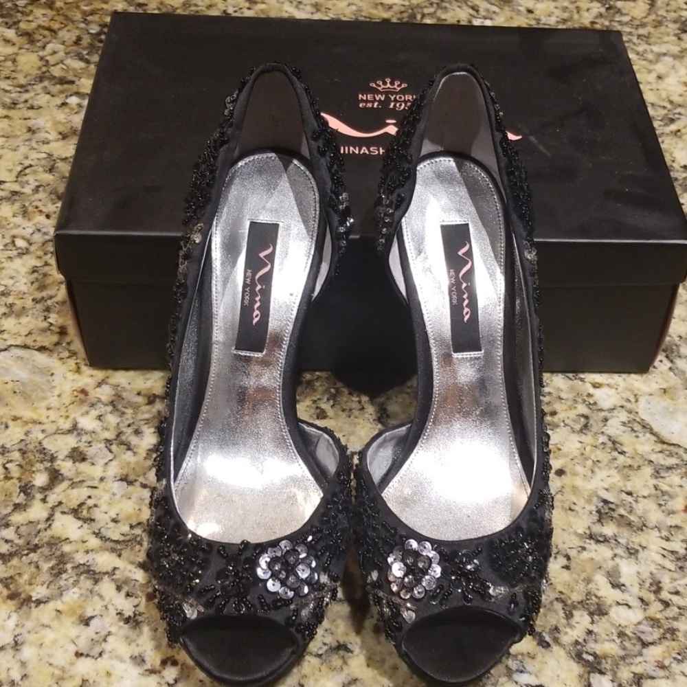 Nina open toe sequin dress shoes